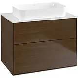 Villeroy & Boch Finion Waschtischunterschrank F63100GN 80x60,3x50,1mm, Glass White Matt, Walnut veneer