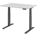 Hammerbacher XDKB12 elektrisch höhenverstellbarer Schreibtisch lichtgrau rechteckig, C-Fuß-Gestell grau 120,0 x 80,0 cm