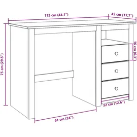 vidaXL Schreibtisch Panama Kiefer massiv / Braun