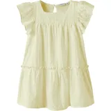 NAME IT Spitzenkleid "NMFDETINES SS DRESS", Mädchen, Gr. 116, N-Gr, gelb (pear sorbet), Spitze, Obermaterial: 100% Baumwolle, Jacquardmuster, A-Linie Midi, eckiger Ausschnitt, Flügelärmel Rüschen, Kleider