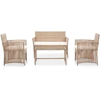 vidaXL 4-tlg. Garten-Lounge-Set mit Auflage Poly Rattan Beige