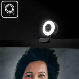Avizar Webcam Ring Light USB 1080p Full HD Light Ring, mit Mikrofon - Schwarz - Schwarz