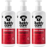 Schwarzkirsch-Hundeshampoo von Buddycare - Tiefenreinigendes Shampoo für Hunde - Fruchtiger Duft - Mit Aloe Vera und Pro-Vitamin B5 (500ml x3)