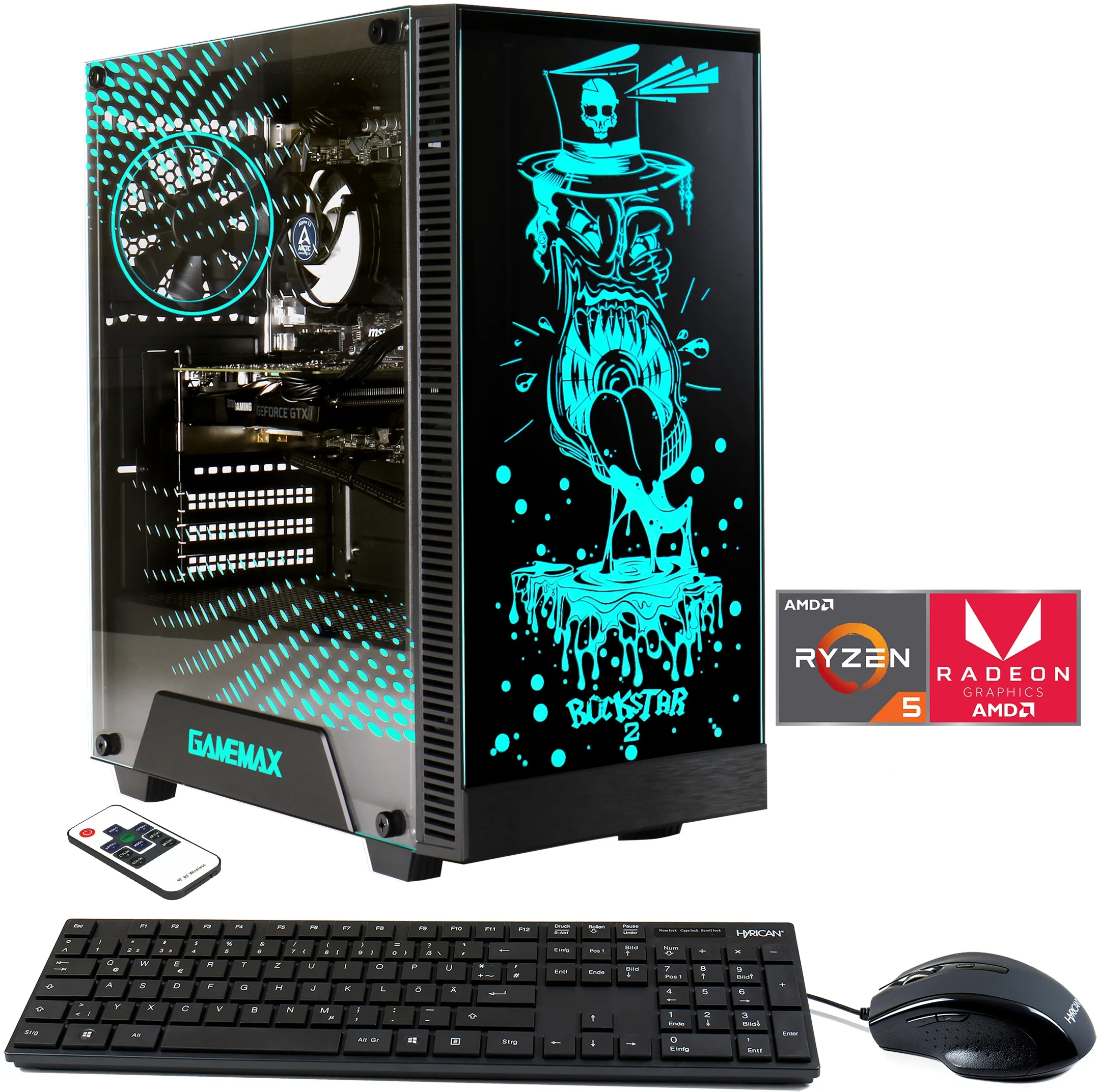 HYRICAN PC "Multimedia-PC Rockstar 6736" Computer Windows 11 Gr. Microsoft Windows 11 Home (64 Bit), 16 GB RAM 2000 GB SSD, schwarz Einzel-PCs