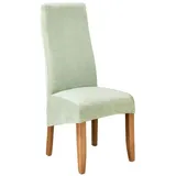 Meigeh Stuhlhussen für Esszimmer Stuhlüberzüge Samt Schonbezüge Esszimmerstuhl Stretch Stuhlbezug Hellgrün 6 Stück