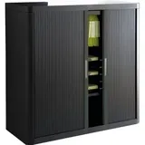 easyOffice Rollladenschrank aus Metall und Kunststoff, abschließbar, 110 x 104 x 42 cm (B/H/T), schwarz, 2 Böden