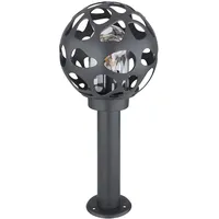GLOBO Stehlampe Sockelleuchte Außen Edelstahl Gartenlampe Kugel Aussen mit Strom, ALU Loch-Design anthrazit, 1x E27, DxH 20x 45 cm