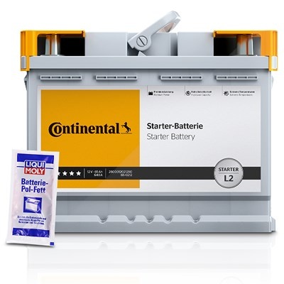 Continental Starterbatterie LB1 50Ah 500A + 1x 10g Batterie-Pol-Fe [Hersteller-Nr. 2800012018280] für Audi, Citroën, Daf, Fiat, Ford, Honda, Hyundai,