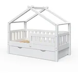 VitaliSpa Kinderbett Hausbett Design 70 x 140 cm Kiefer weiß