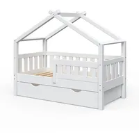 VitaliSpa Kinderbett Hausbett Design 70 x 140 cm Kiefer weiß