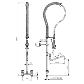 GastroHero Zweiloch Geschirrwaschbrause Profi 100 + Mischbatterie