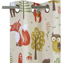 OTTO home Verdunkelungsvorhang OTTO HOME "Waldtiere" Gr. 2, bunt (beige, bunt), B:130cm H:175cm, Polyester, Gardinen, bedruckte Kindergardine, blickdicht, verschiedene Größen
