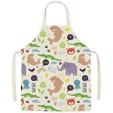 FOMAISELF Leinen Kind Kochschürze-Niedliche Tiere Muster Kinderschürze,Sohn Tochter Schürzen zum Kochen Backen Malerei Party - Kid