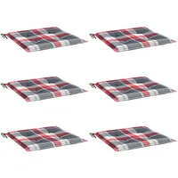 VidaXL Gartenstuhl-Kissen 6Stk. Rot Karomuster 50x50x3cm Oxford-Gewebe