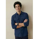 FYNCH-HATTON Herringbone Linen Overshirt blau 2