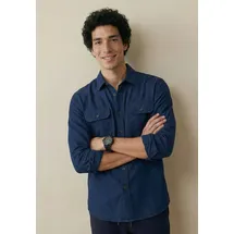 FYNCH-HATTON Herringbone Linen Overshirt blau 2