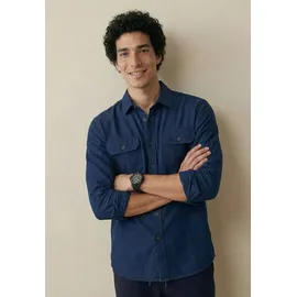 FYNCH-HATTON Herringbone Linen Overshirt blau 2