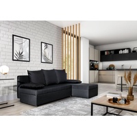 yourhouse24 Ecksofa Gino mit Schlaffunktion und Bettkasten Universal schwarz