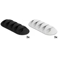 DeLock Kabelhalter mit 5 Durchführungen Set 6 Stück schwarz/weiß