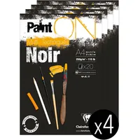 Clairefontaine 4x Block A4, kopfseitig geleimt, 20 Blatt, schwarz,