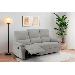 3-Sitzer HOME AFFAIRE "ODILON manuelle und elektrische Relaxfunktion in 2 Sitzen, Federkern", grau (hellgrau), B:207cm T:91cm, Sofas, 105-150 Relax- und Liegeposition, Federkernpolsterung