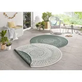 Northrugs Teppich »Porto Wendeteppich«, rund, 5 mm Höhe, In-& Outdoor, Wetterfest, Balkon, Garten, Wohnzimmer, Wasserfest grün