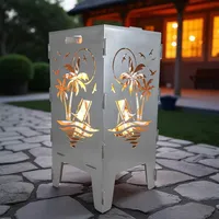 Feuerkorb Palmen hochwertig Feuertonne 38x75cm 3mm Stahl Feuerstelle Garten neu