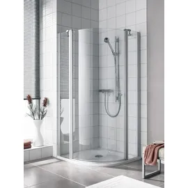 Kermi Ibiza 2000 Viertelkreis-Duschkabine mit Drehtür links 90 x 185 cm Silber ESG klar I2S3L090181AK