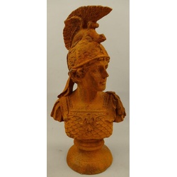 Casa Padrino Jugendstil Deko Büste Ritter Rost 27 x 16 x H. 47 cm - Gusseisen Skulptur - Gusseisen Figur - Deko Skulptur - Deko Figur - Garten Deko Accessoires
