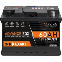 EXAKT Autobatterie 12V 60Ah Starter Batterie ersetzt 54Ah 55Ah 56Ah