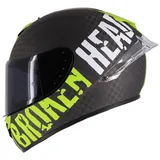 Broken Head Integralhelm BeProud Race Pro Carbon Grün + Schwarzes Visier