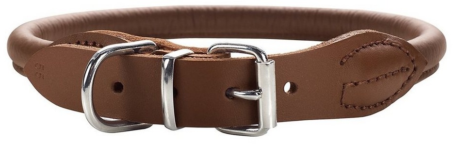 Hunter Tierbedarf Hunde-Halsband Halsband Round & Soft dunkelbraun Größe: 35 cm / Durchmesser: 8 mm / Verstellmöglichkeit: 28 - 32 cm