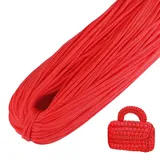 LEREATI Polyester Garn, Makramee Garn 3mm x 200m Polyester-Seil Polypropylen-Kordel Makramee Schnur Geflochten für Handtasche, Häkeltasche, Strickwaren, Wohndekorationen (Rot)