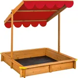Tectake Holzsandkasten Emilia mit verstellbarem Dach Rot