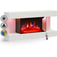 BALDERIA ID-WE Elektrokamin Wandkamin Heizung 3D-Flammeneffekt Weiß