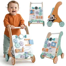Labebe Lauflernwagen aus Holz für Babys ab 1 Jahr Laufwagen Holz-Walker Holzwagen Gehhilfe für Kleinkinder, -