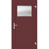 Aluminium Nebeneingangstür "DOROTHEA" 69 mm Weinrot RAL 3005 außen öffnend DIN rechts