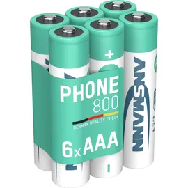 Ansmann Akku AAA Micro 800 mAh 1,2V NiMH - 6 Stück, wiederaufladbar mit maxE