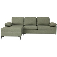 Mid.you Ecksofa, Grün, Textil, 3-Sitzer, Füllung: Schaumstoff, Ottomane links, L-Form, 262x135 cm, Wohnzimmer, Sofas & Couches, Wohnlandschaften, Ecksofas