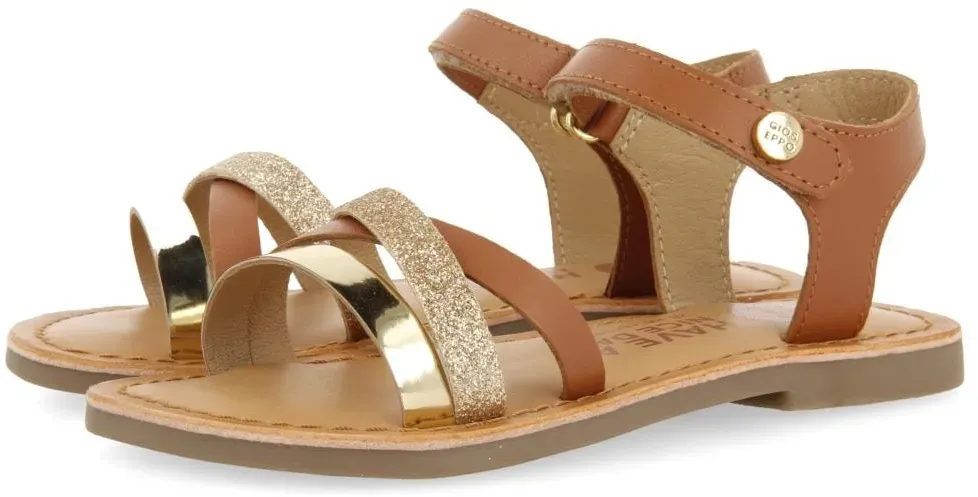 Sandale »LAWTEY«, Glitzer Sandale, Sommerschuh, Klettschuh, Sandalette, mit Glitzer, Gr. 33, cognac goldfarben, , 93668007-33