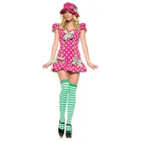 Leg Avenue Clown-Kostüm Himbeere - kurzes Damen Kostüm Kleid für Fasching rosa XS