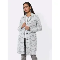 CREATION L Strickmantel in ecru-grau-gemustert | Gr.: 52