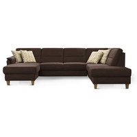 CAVADORE Wohnlandschaft Palera / U-Form Sofa mit Schlaffunktion, Stauraum und Federkern / 314 x 89 x 212 / Mikrofaser, Braun