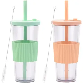 luxuskollektion 24oz Bubble Tea Becher mit Deckel und Strohhalm, 2er Set
