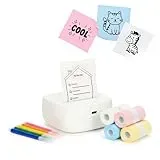 Crafts&Co® Mini Pocket Drucker | Tragbarer Bluetooth Fotodrucker Für Smartphone Sticker Und Notizen | Thermodrucker Ohne Tinte | Größe 8x8x3CM Weiß