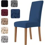 Homebliss Stuhlhussen 6er Set Stretch,Stuhlhussen Schwingstühle Elastisch für Esszimmer- und Küchenstühle, Stuhlbezug Sehr Weich Bequem Kratzfest Blau