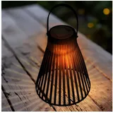Spetebo Laterne Kunststoff 23x20 cm Solar LED schwarz