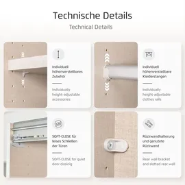Rauch Wäscheschrank OTELI 271 x 229 x 62 cm Weiß