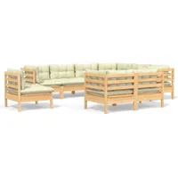 vidaXL Garten-Lounge-Set 9-tlg. creme Kiefer