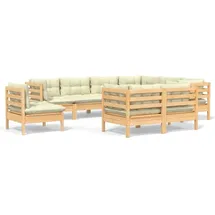 vidaXL Garten-Lounge-Set 9-tlg. creme Kiefer
